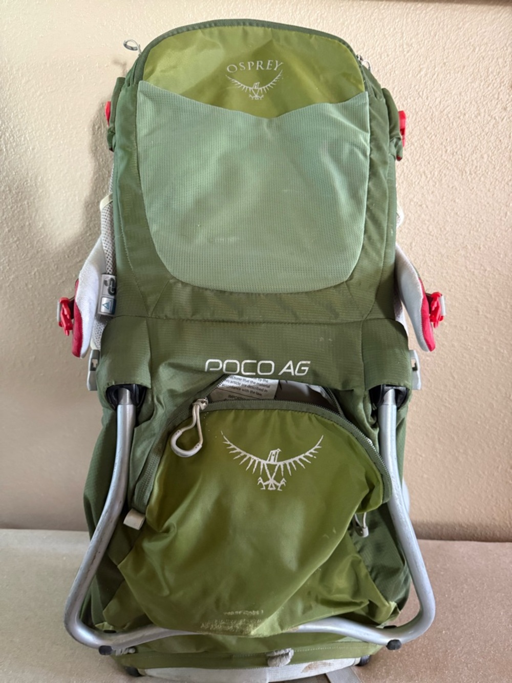 OSPREY Poco AG Child Carrier in Olive and Light Green